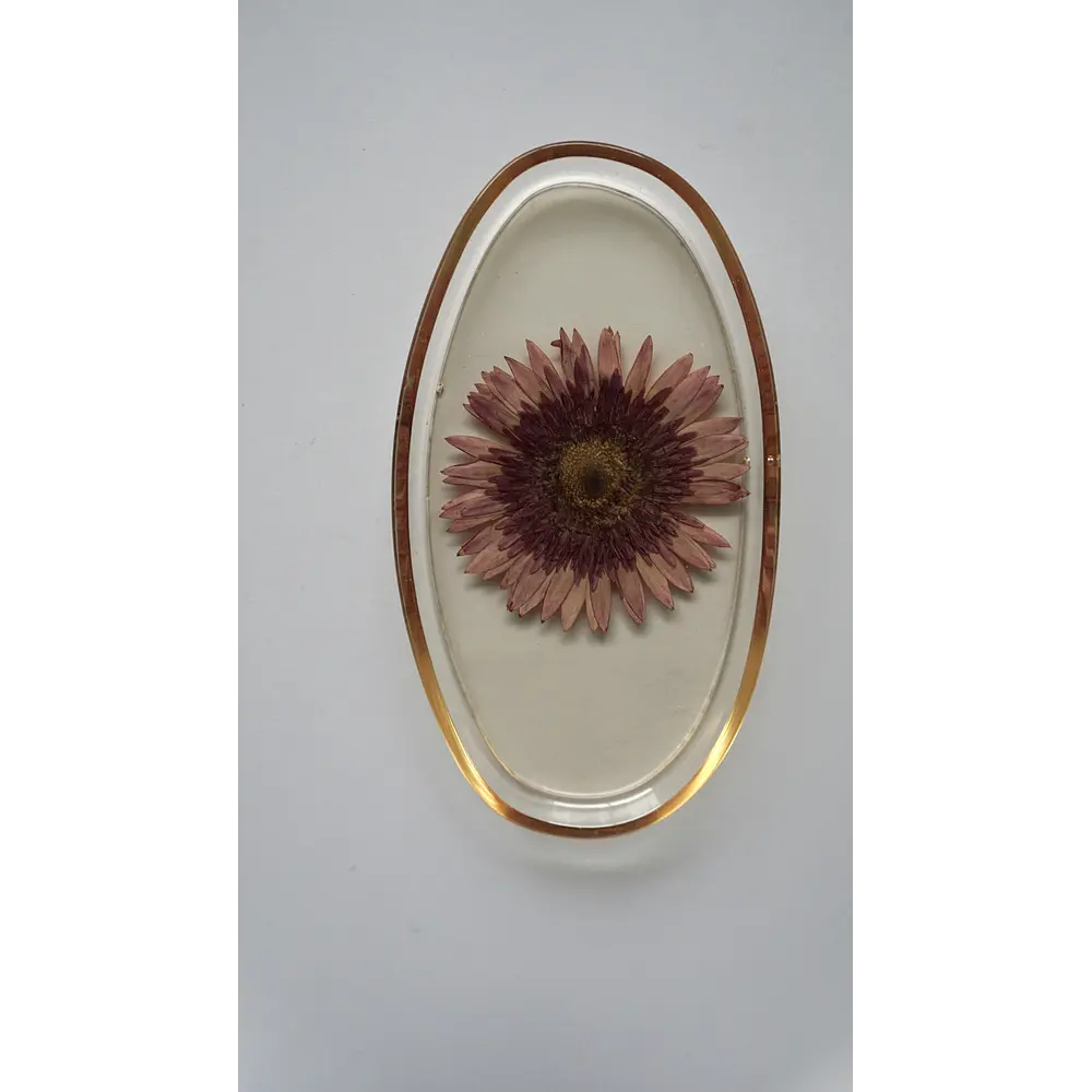 Joyero Ovalado de Resina con Gerbera Natural Preservada