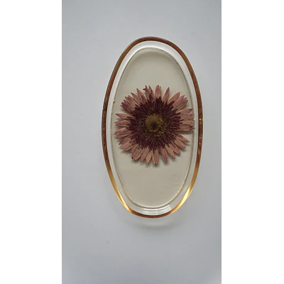 Joyero Ovalado de Resina con Gerbera Natural Preservada