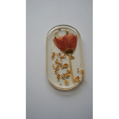 Joyero de Resina con Tulipán Natural y Pan de Oro