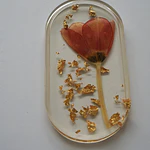 Joyero de Resina con Tulipán Natural y Pan de Oro