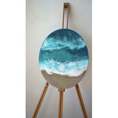 Cuadro “Turquesa Salvaje” – Resina Epóxica y Arena Natural | 40x50 cm
