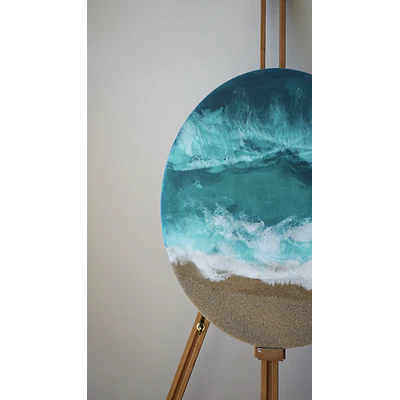 Cuadro “Turquesa Salvaje” – Resina Epóxica y Arena Natural | 40x50 cm