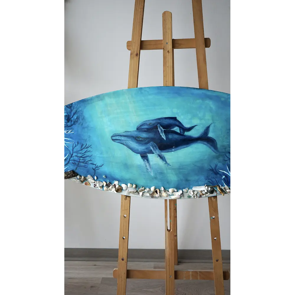 “Donde Habitan las Ballenas” – Arte Oceánico en Resina Epóxica