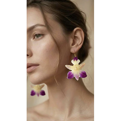 Aros Orquídea Bicolor - Encapsulados en Resina