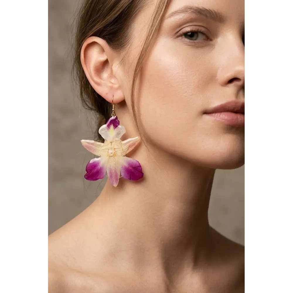 Aros Orquídea Bicolor - Encapsulados en Resina