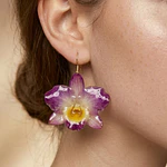 Aros de Orquídea Dendrobium Fucsia Natural en Resina | Joyería Botánica Artesanal