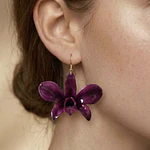 Aros de Orquídea Morada Natural - Resina Encapsulada