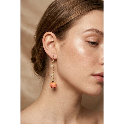 Aros con mini rosas coral naturales - Encapsulados en Resina