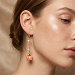 Aros con mini rosas coral naturales - Encapsulados en Resina