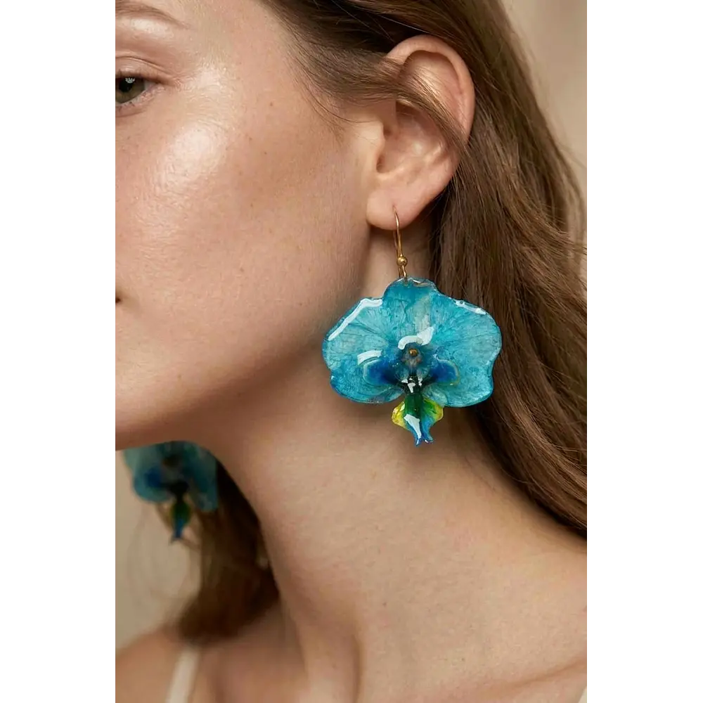 Aros de Orquídeas Naturales Calipso en Resina | Joyería Botánica Artesanal