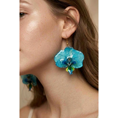 Aros de Orquídeas Naturales Calipso en Resina | Joyería Botánica Artesanal