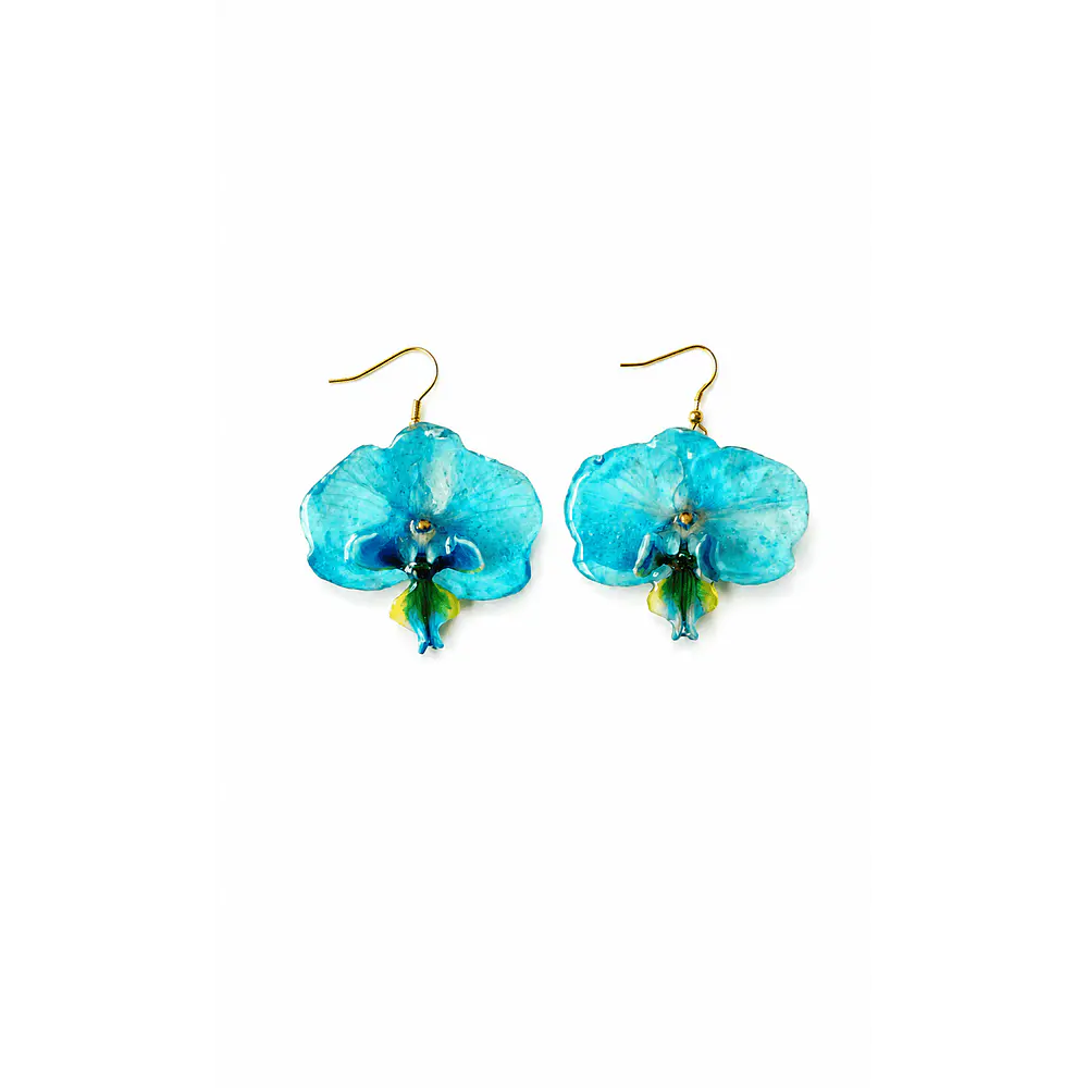 Aros de Orquídeas Naturales Calipso en Resina | Joyería Botánica Artesanal