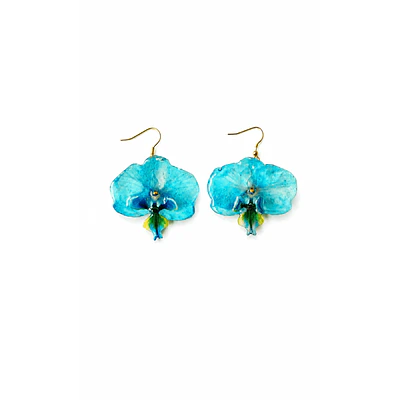 Aros de Orquídeas Naturales Calipso en Resina | Joyería Botánica Artesanal