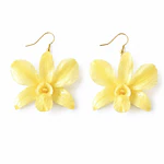 Aros de Orquídea Amarilla Natural en Resina | Joyería Botánica Artesanal