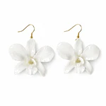 Aros de Orquídea Blanca Natural en Resina | Joyería Botánica Artesanal