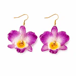 Aros de Orquídea Dendrobium Fucsia Natural en Resina | Joyería Botánica Artesanal