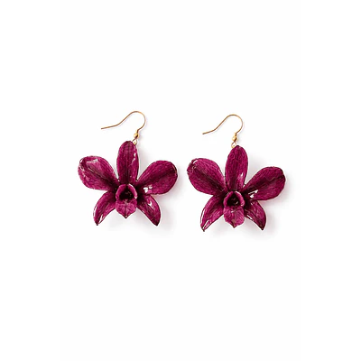 Aros de Orquídea Morada Natural - Resina Encapsulada