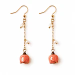 Aros con mini rosas coral naturales - Encapsulados en Resina