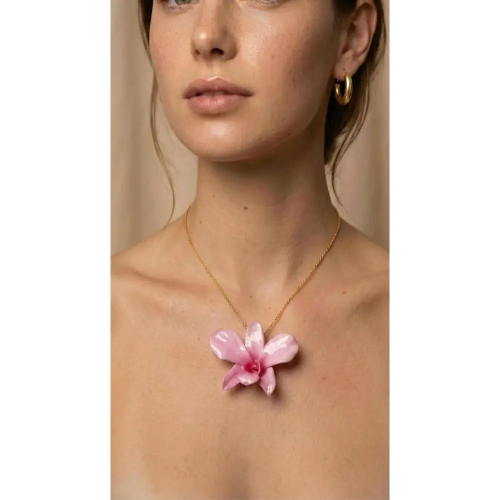 Orquídea Rosada - Collar de Resina con Orquidea Natural