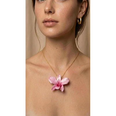 Orquídea Rosada - Collar de Resina con Orquidea Natural