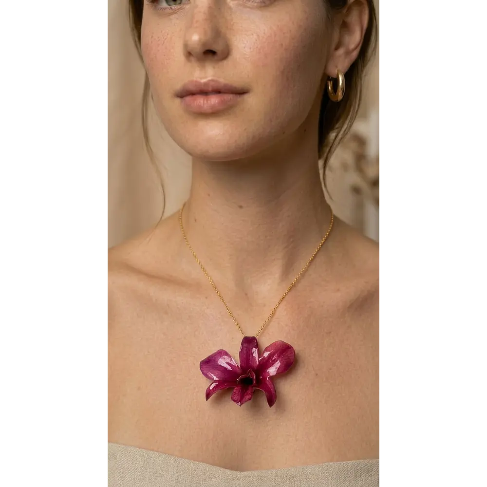 Orquídea Morada - Collar de Resina con Orquídea Natural