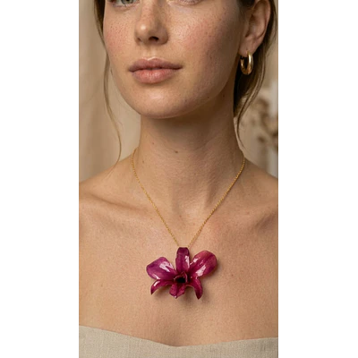 Orquídea Morada - Collar de Resina con Orquídea Natural
