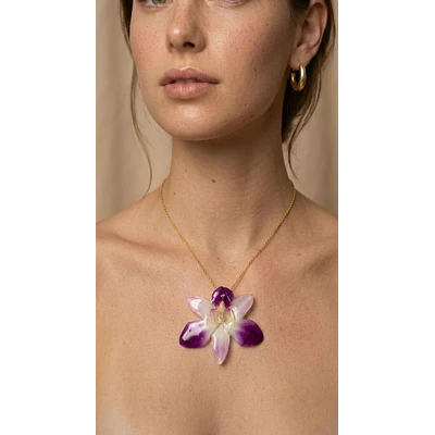 Orquídea Bicolor - Collar de Orquídea Natural en Resina