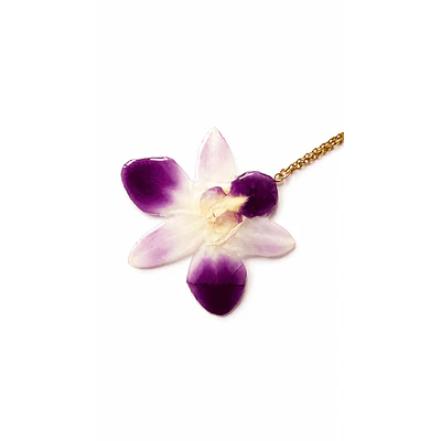 Orquídea Bicolor - Collar de Orquídea Natural en Resina