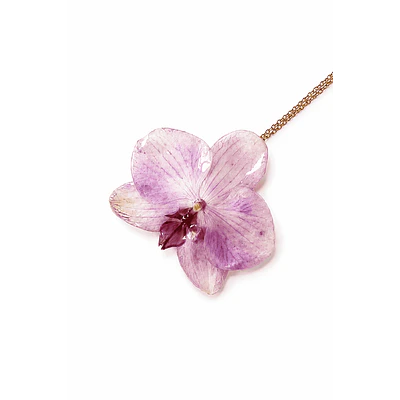  Collar Orquídea Natural  Aura - Encapsulada en Resina