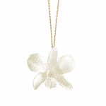 Collar de Orquídea Blanca Natural - Encapsulada en Resina