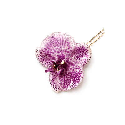 Collar Orquídea Print Natural - Encapsulada en Resina 