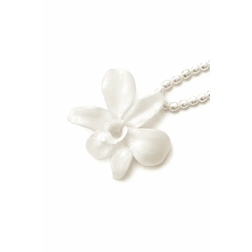 Orquídea Blanca y Perlas de Río Naturales - Encapsulada en Resina