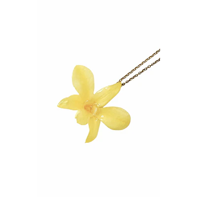 Collar Orquídea Amarilla - Encapsulada en Resina
