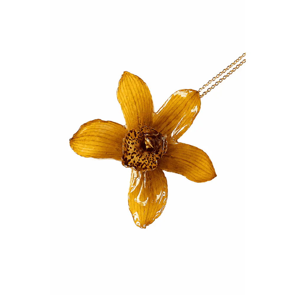 Collar Orquídea Ámbar - Encapsulada en Resina
