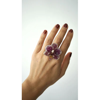 Anillo de Orquídea Jaspeada Natural Preservada | Cande Art
