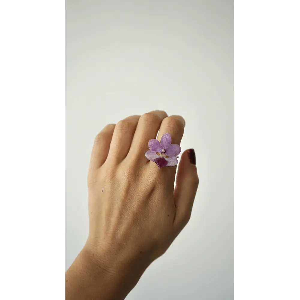 Anillo de Orquídea Rosada Natural Preservada | Cande Art