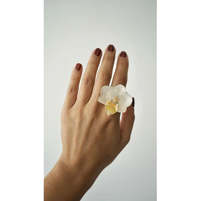 Anillo de Orquídea Blanca Natural Preservada