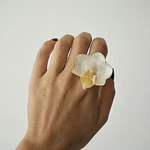 Anillo de Orquídea Blanca Natural Preservada