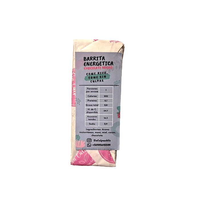 Barrita energética  chocolate negro Sin Culpas 1