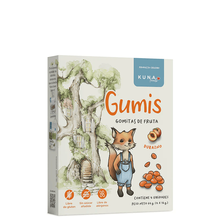 Caja Gumis Durazno Kuna foods 4 un 1