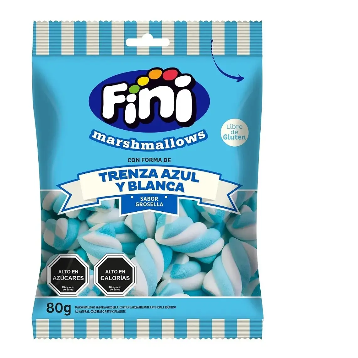 Fini Marshmallows Trenza Azul y Blanca 80g 1
