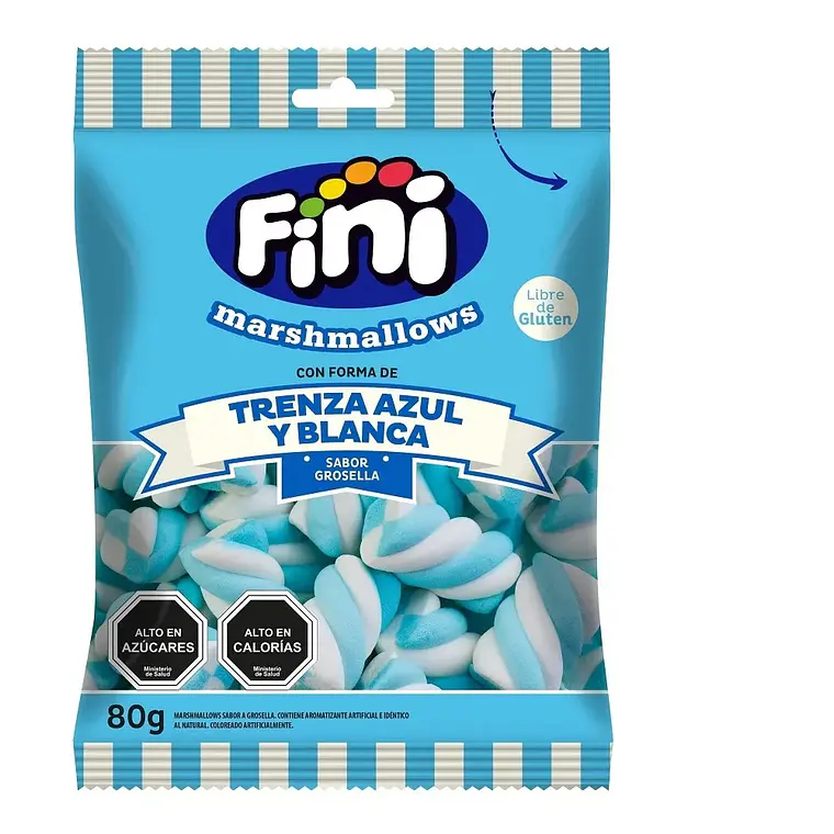 Fini Marshmallows Trenza Azul y Blanca 80g 1