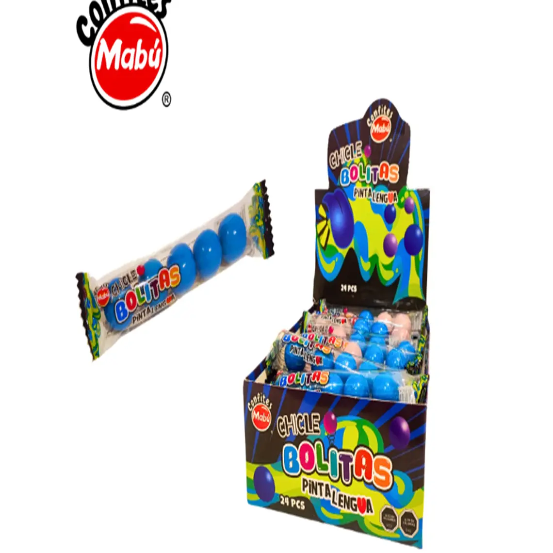 Chicle Bolitas Pinta Lengua 24 piezas 1