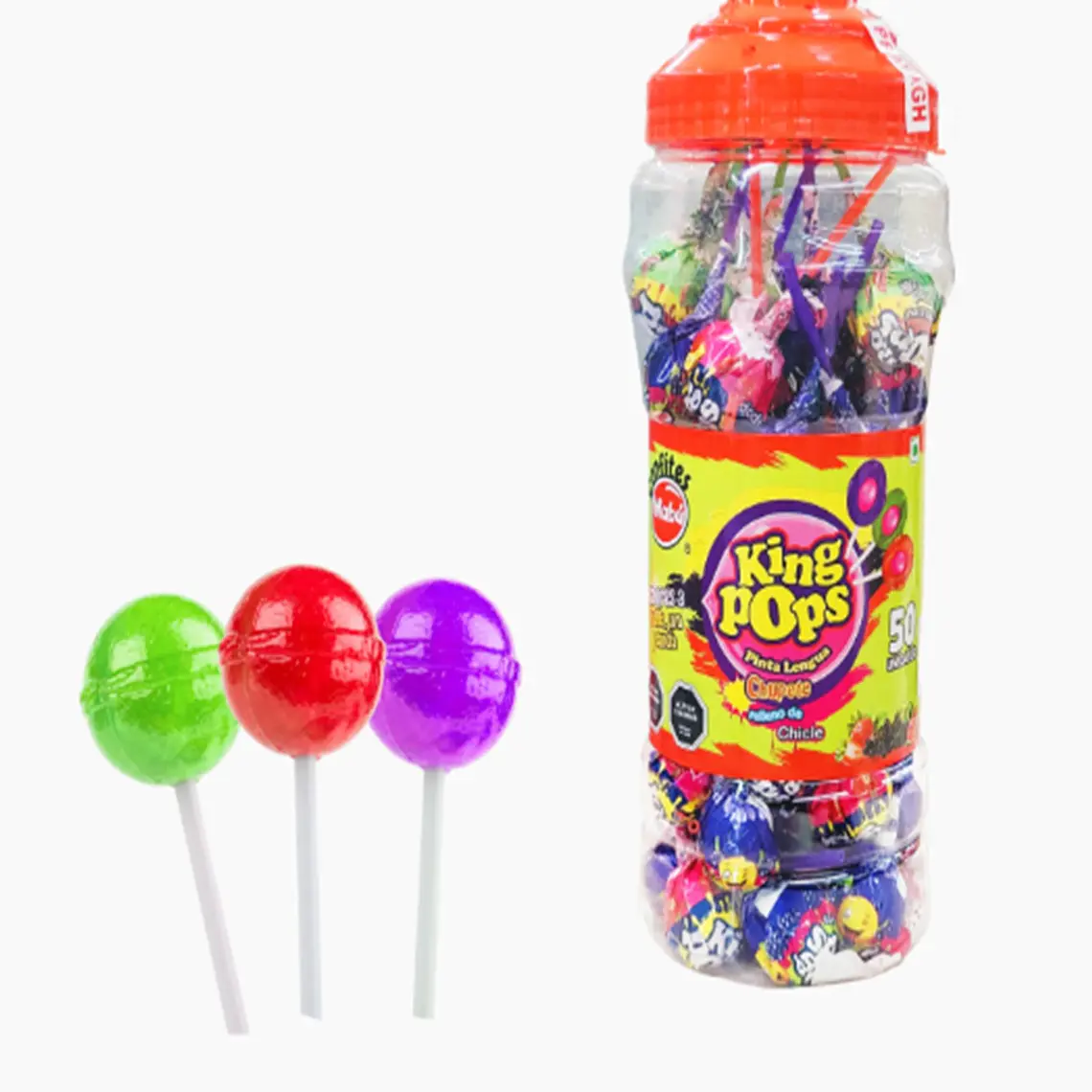 King Pop Pintalengua con Chicle Sabores Surtidos 1