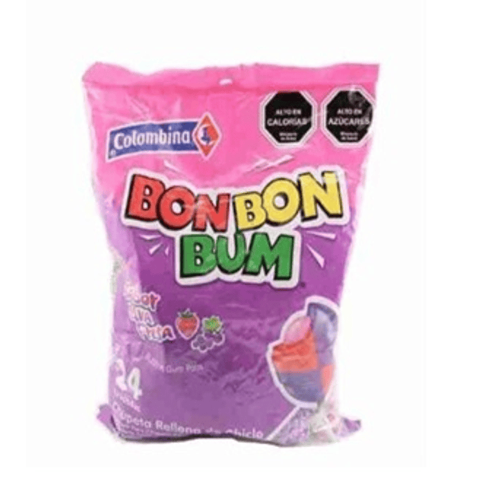 Caramelos chupete Bon Bon Bum uva fresa bolsa 24 uds 1