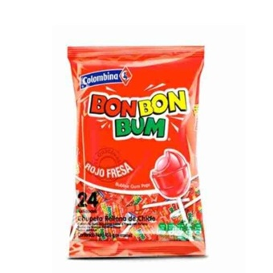 Caramelos chupete Bon Bon Bum fresa bolsa 24 uds 1