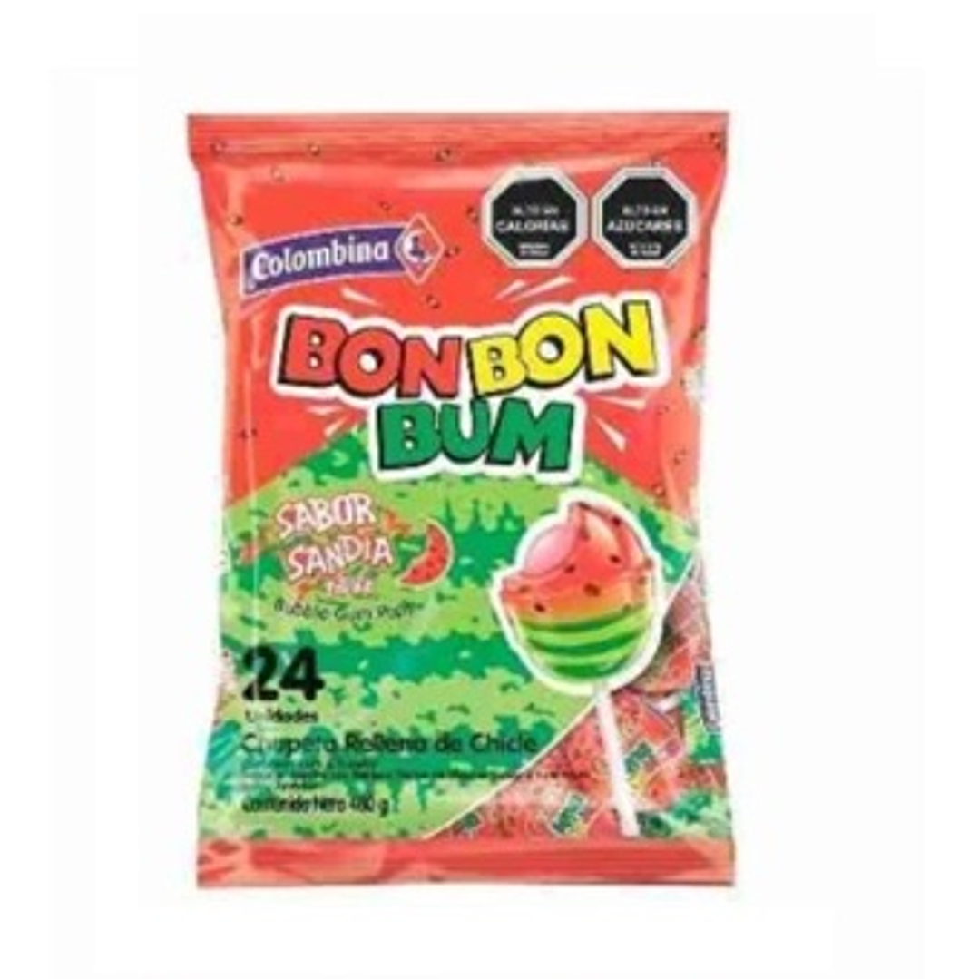 Caramelos chupete Bon Bon Bum sandía bolsa 24 uds 1