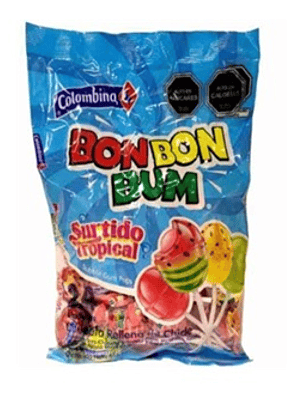 Caramelos chupete Bon Bon Bum surtido tropical bolsa 24 uds