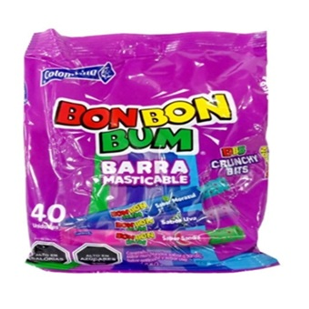 Barras masticables Bon Bon Bum sabor sandía, uva y morazul bolsa 40 uds 1