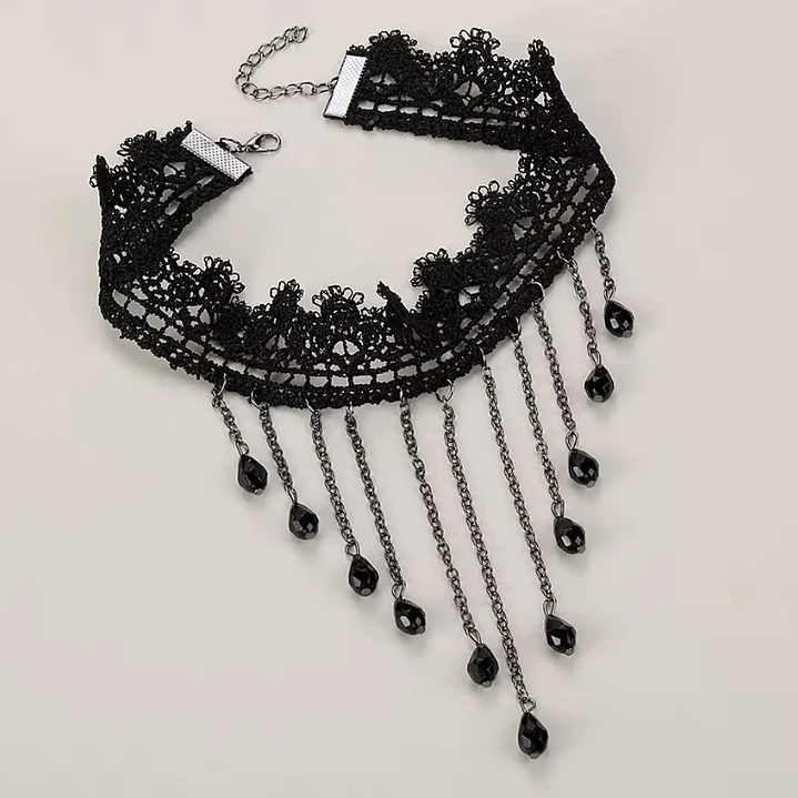 Choker Encaje con cadenas en cascadas 1